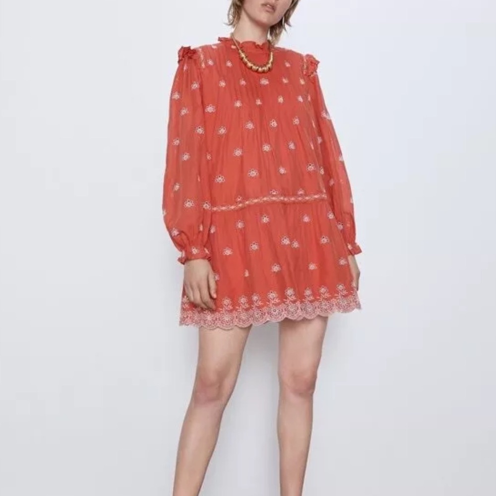 Zara Coral Midi Dress